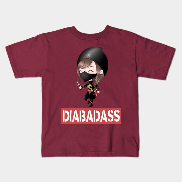 Diabadass Ninja - diabetes diabetic awareness Kids T-Shirt by papillon